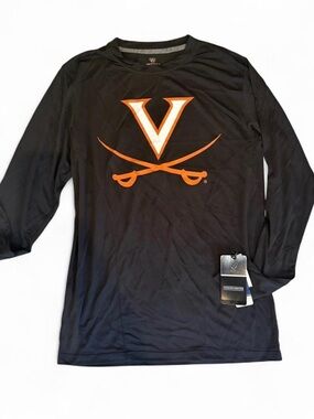 UVA Top of the World Men’s Black Long-Sleeve Shirt with Orange UVA Logo NWT